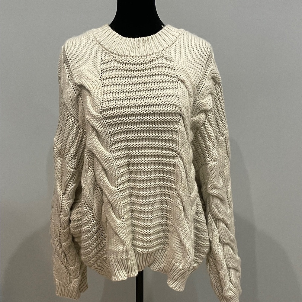 Cozy Cream Cable Knit Sweater oversized chunky look